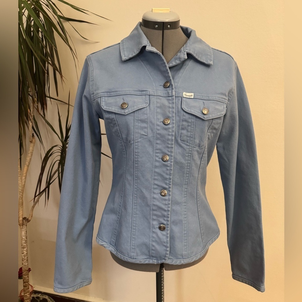 Façonnable Albert Goldberg Vintage Blue Denim Parisian Chic Utility Jacket